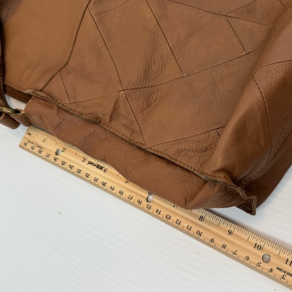 Lucky Brand Tan Crossbody Bag foldover magnet cognac piecetrain leather - Picture 13 of 15